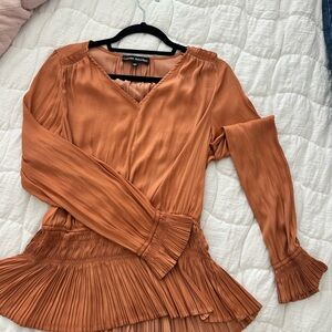 Women's Rust Top with Pleated Details